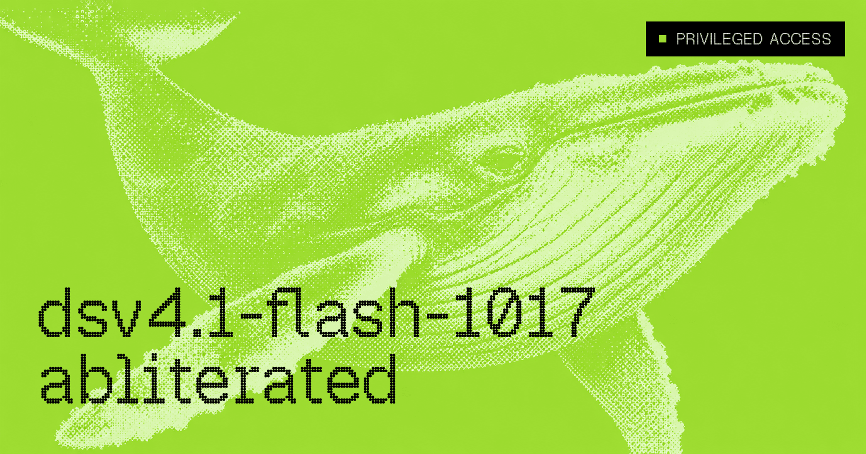 DeepSeek V4.1 Flash 1017 abliterated, privileged access